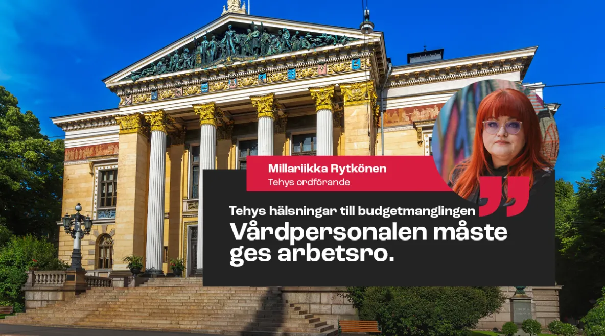 Kuvassa säätytalo ja Tehyn puheenjohtaja.