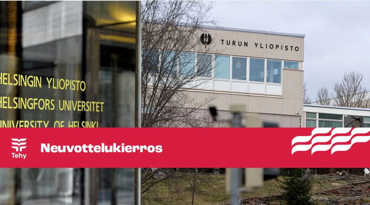 Kuvassa ovi, jossa lukee Helsingin yliopisto. Kuvassa myös rakennus, jossa lukee Turun yliopisto