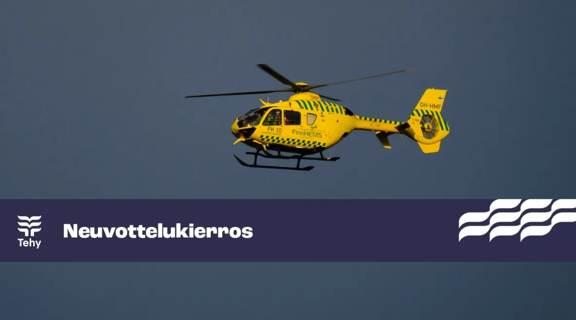 Kuvassa keltainen helikopteri ja teksti "neuvottelukierros".