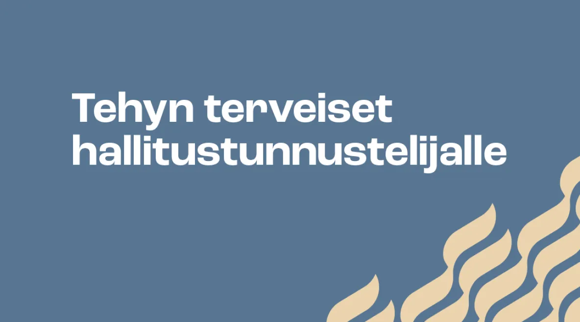 Kuvituskuva, jossa teksti Tehyn terveiset hallitustunnustelijalle