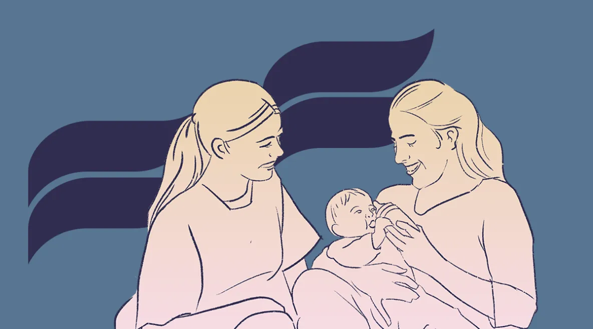 Vauva ja äiti ja sosiaalityöntekijä