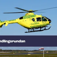 Kuvassa keltainen helikopteri ilmassa. 