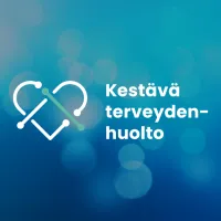 Kuvassa sinisellä pohjalla teksti "kestävä terveydenhuolto". 