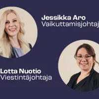 Kuvassa Tehyn vaikuttajajohtaja Jessikka Aro ja viestintäjohtaja Lotta Nuotio.