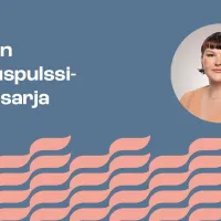 Sinisellä pohjalla teksti &quot;Tehyn talouspulssi-blogisarja&quot; ja kuva Tehyn ekonomistista Anni Marttisesta.