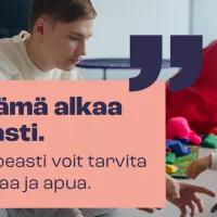 Kuvassa lastenhoitaja ja pieni lapsi