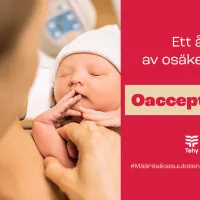 Kuvassa vastasyntynyt vauva ja punaisella pohjalla teksti &quot;Ett år av osäkerhet? Oacceptabelt&quot;