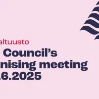 Vaaleanpunaisella pohjalla &quot;Tehy Council´s organising meeting 4. - 5.6.2025