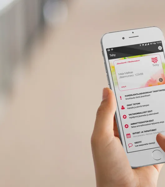 Tehyn mobiilisovellus älypuhelimessa