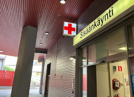 Etelä-Karjalan keskussairaalan sisäänkäynti.