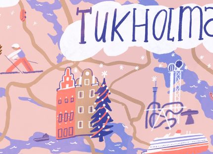 Piirroskuva Tukholmasta.