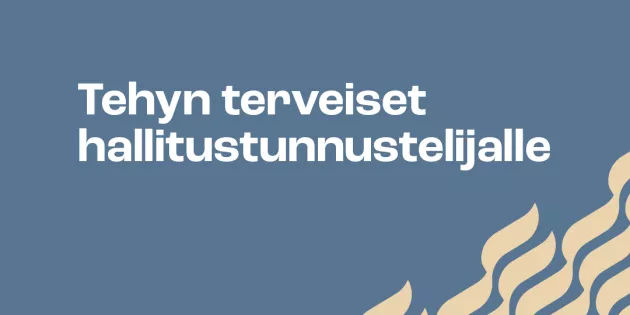 Kuvituskuva, jossa teksti Tehyn terveiset hallitustunnustelijalle