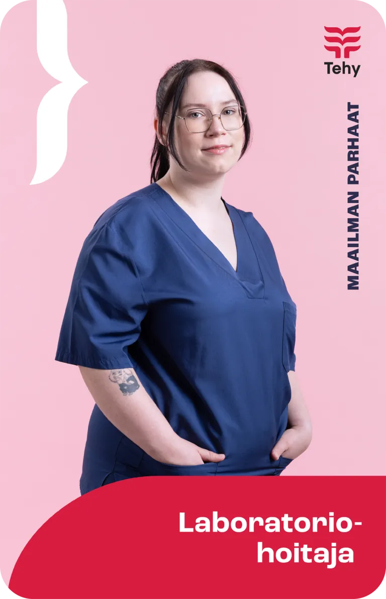 Kuvassa laboratoriohoitaja Maailman parhaat -kampanjassa