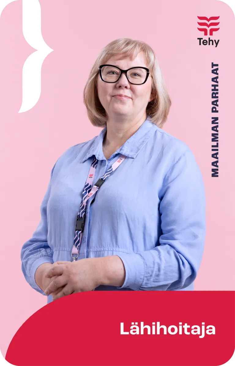 Kuvassa lähihoitaja Maailman parhaat -kampanjassa