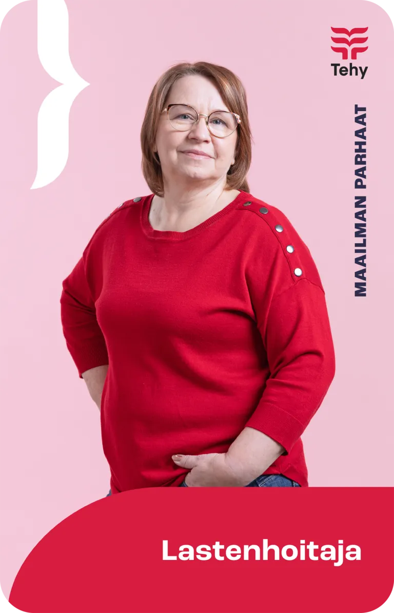 Kuvassa lastenhoitaja Maailman parhaat -kampanjassa
