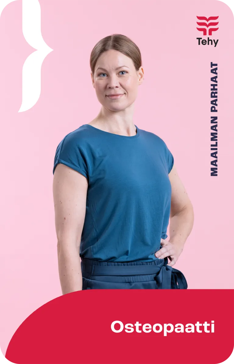 Kuvassa osteopaatti Maailman parhaat -kampanjassa
