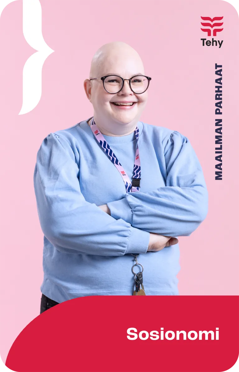 Kuvassa sosionomi Maailman parhaat -kampanjassa