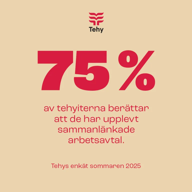 75 procent av tehyiterna berättar att de har upplevt sammanlänkade arbetsavtal. 