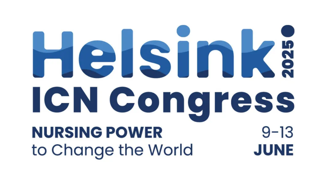 Kuvassa kongressin logo, jossa lukee sinisellä: Helsinki ICN Congress - Nursing power to change the World