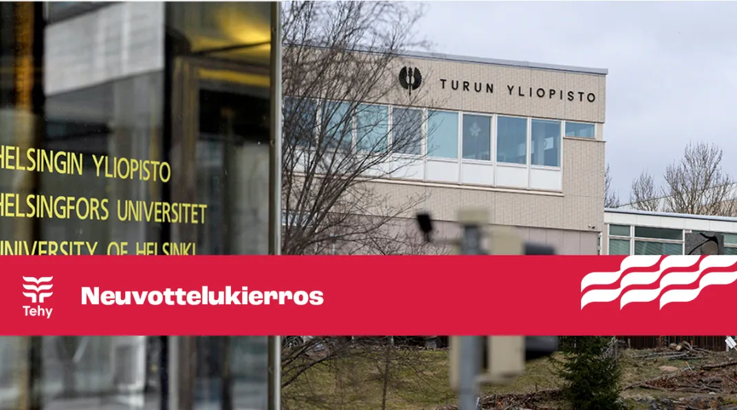 Kuvassa ovi, jossa lukee Helsingin yliopisto. Kuvassa myös rakennus, jossa lukee Turun yliopisto