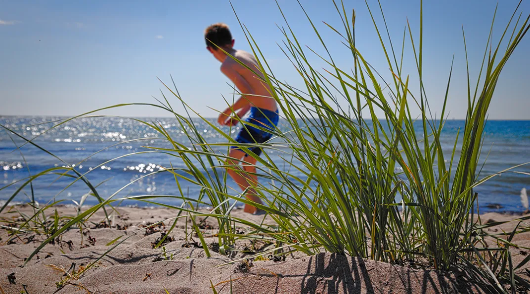 poika rannalla